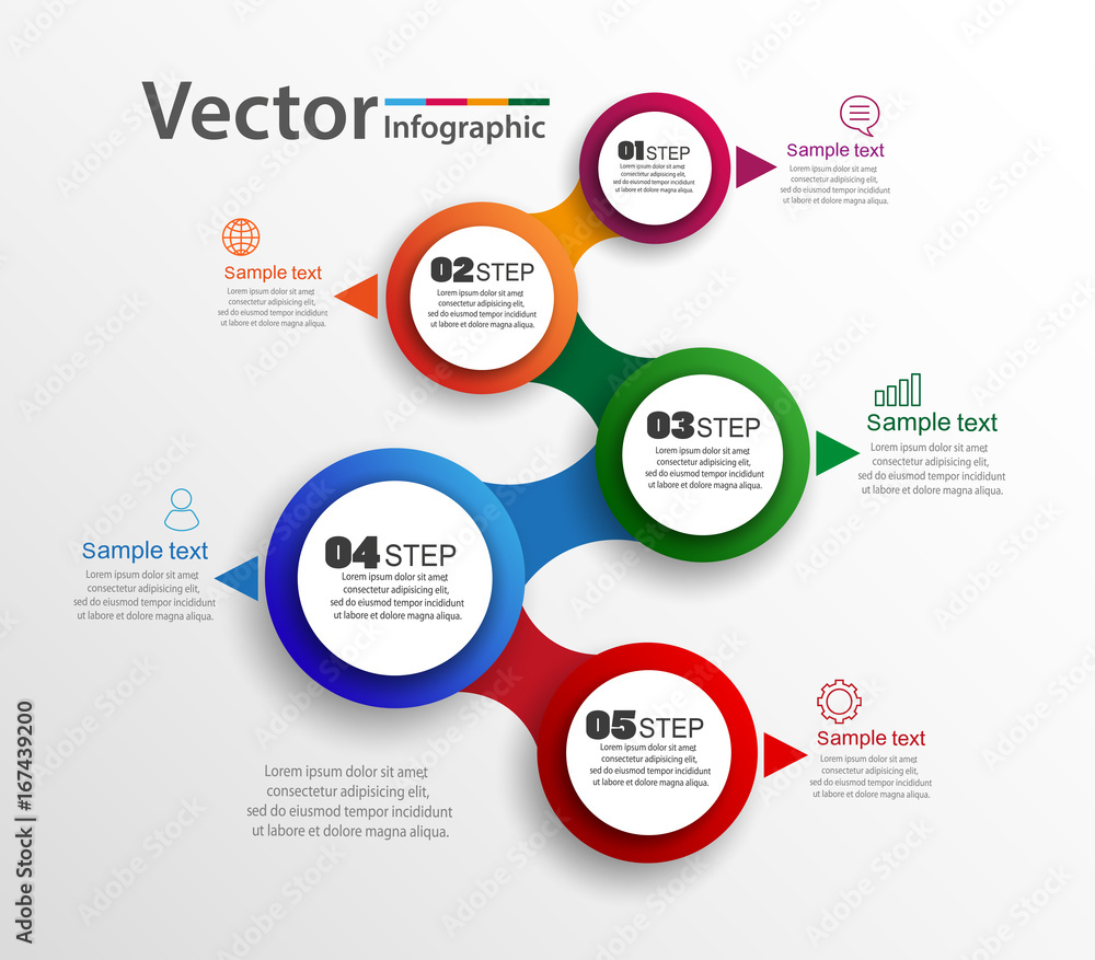 Vector infographics design and marketing icons can be used for workflow layout, diagram, annual report, web design. Business concept with 5 options, steps or processes. Eps 10 Vector infographics design and marketing icons can be used for workflow layout, diagram, annual report, web design. Business concept with 5 options, steps or processes. Eps 10
