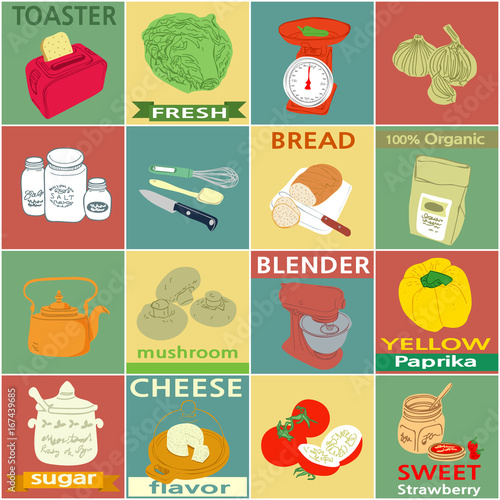 vintage kitchen elements labels