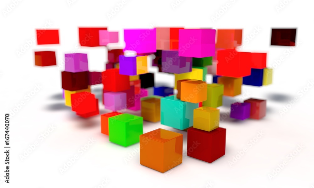 Obraz premium Random colored cubes of background, 3d