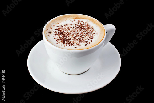 Coffee cappuccino isolated on black background