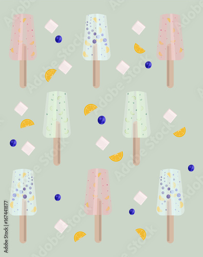 Ice cream candy sticks Vector illustration. Summer template banner