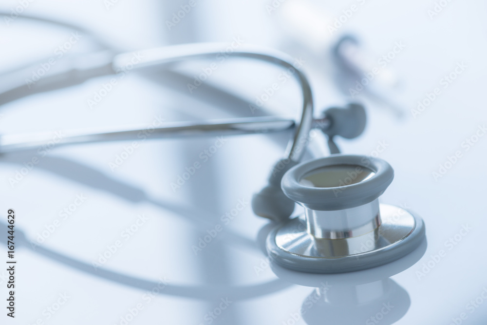 Stethoscope with reflection for medical background Stethoscope with reflection for medical background