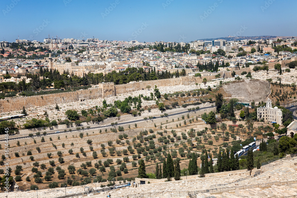 Beautiful panoramic view of the old city in Jerusalem