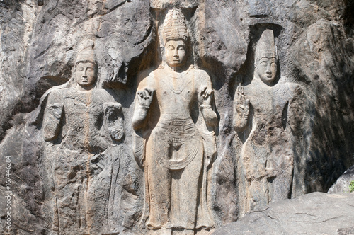 Buduruwagala buddhas in Sri Lanka