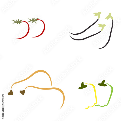 Abstract hand drawn vegetables on white background