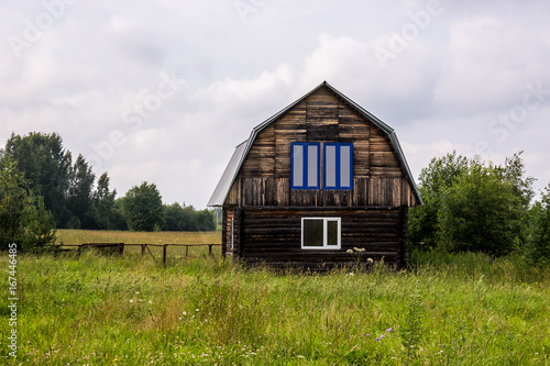 American Country Farm house With cloudy Sky