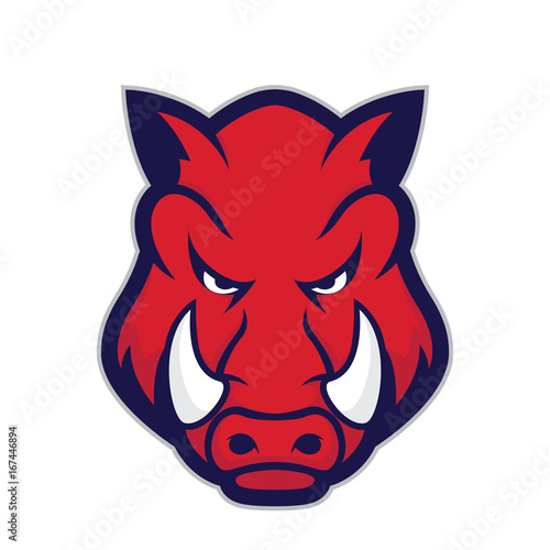 Fototapet Wild hog or boar head mascot