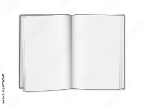 Vector realistic open blank book isolated on white background