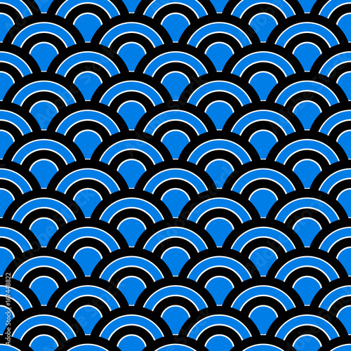 Seamless Blue retro fish sc...