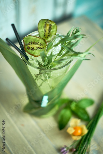 Homemade lemonade from fresh tarthun with lime in glass glasses, selective focus jpg