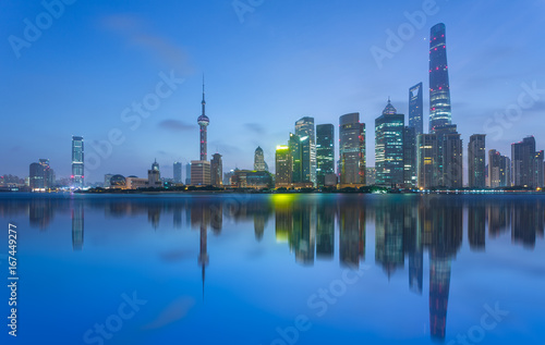 the bund skyline with the oriental pearl tower shanghai