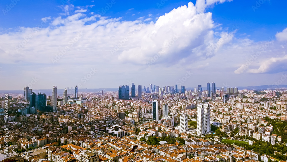 Aerial View Of Skyscrapers In Istanbul Turkey
