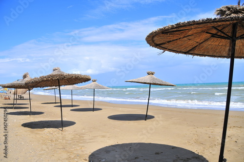 Seaside in the baech without people in the summer