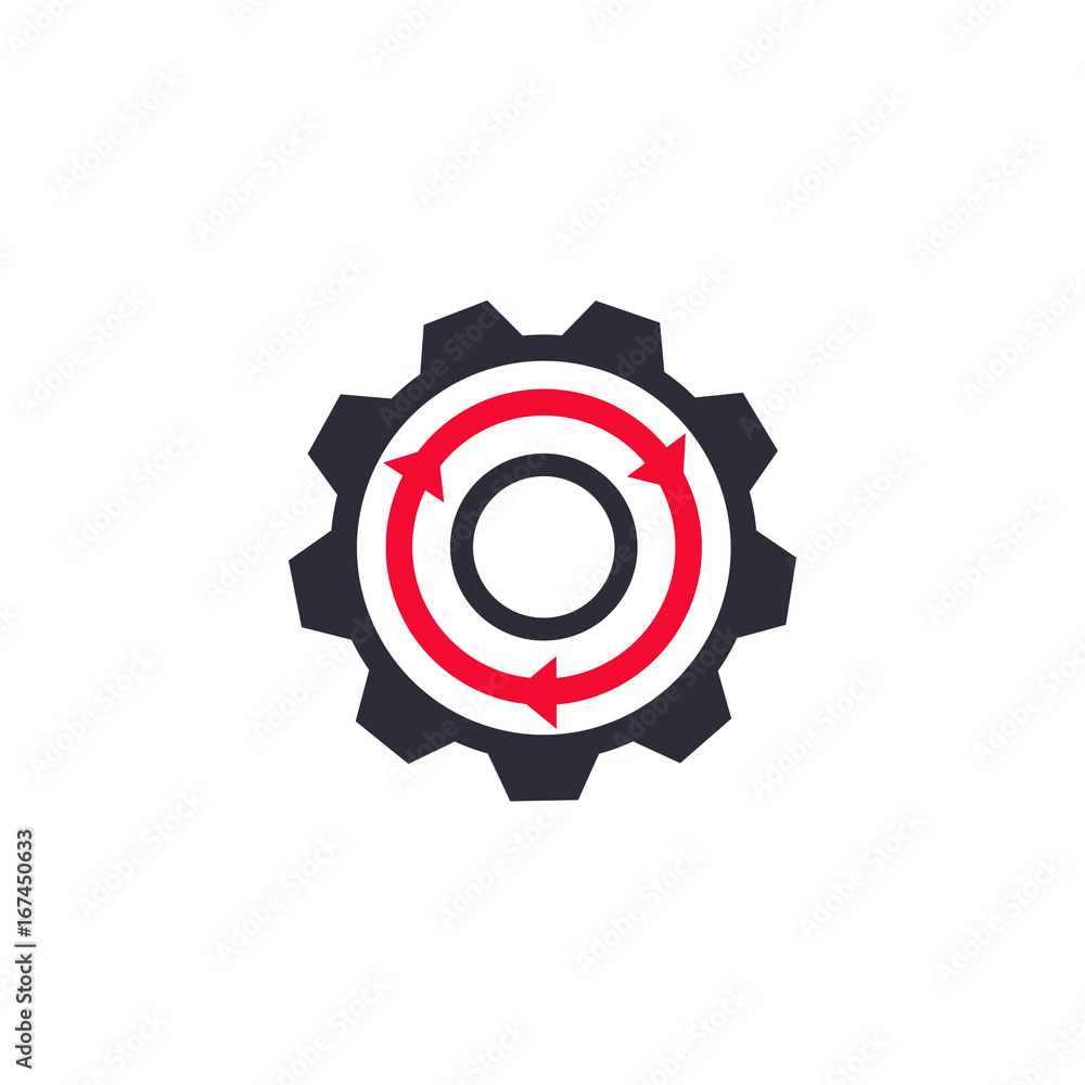 Integration icon, gear and arrow on white