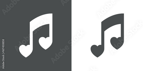 Icono plano nota musical corazones gris y blanco