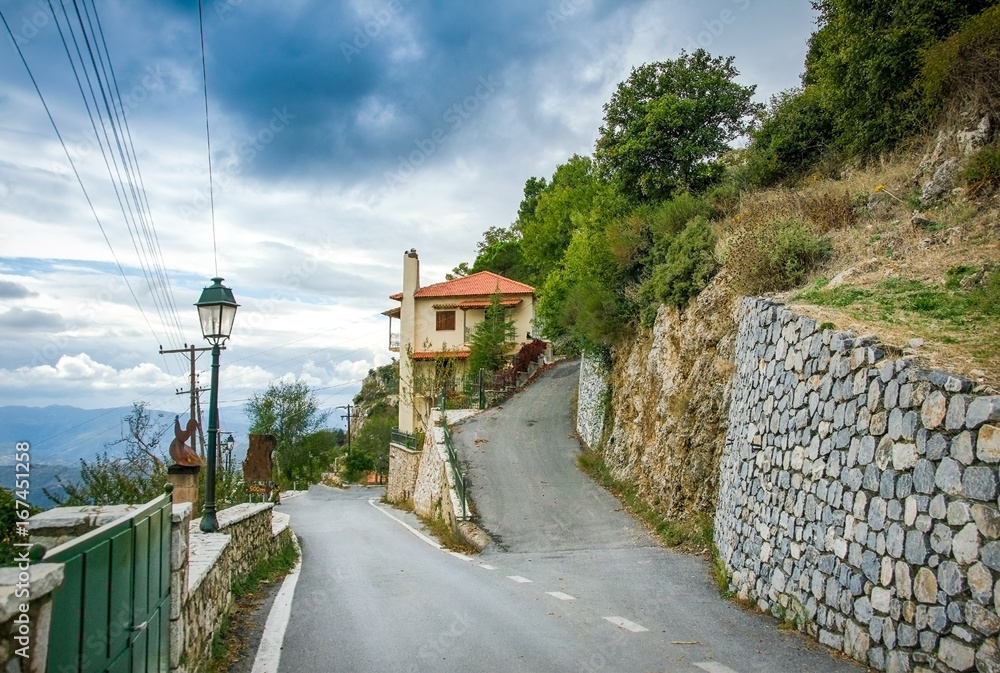 Streets and houses in Stemnitsa village.Greece