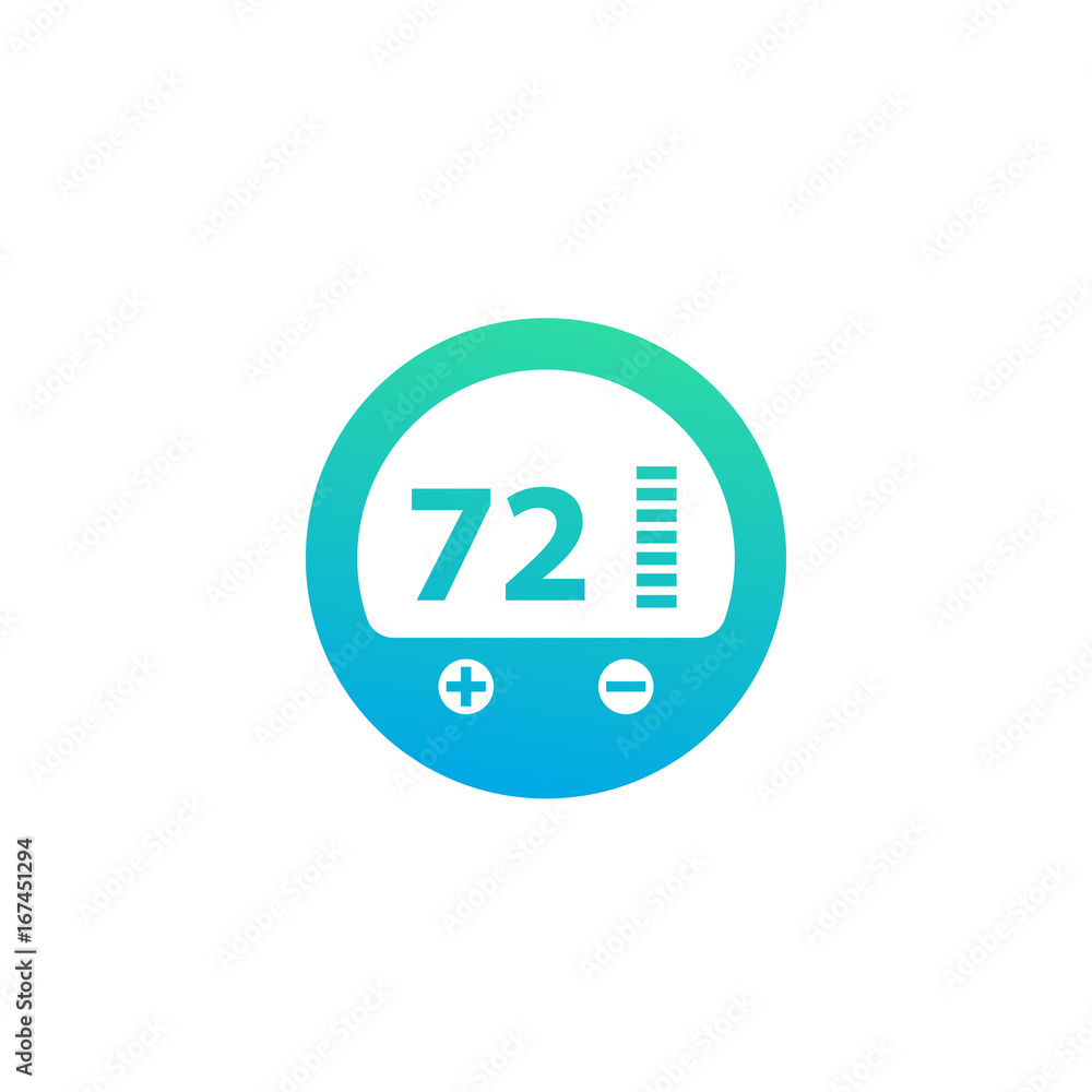 thermostat icon, vector pictogram on white thermostat icon, vector pictogram on white