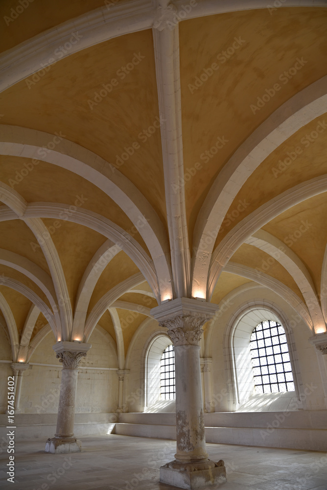 Voûtes de la salle capitulaire de l'abbaye Saint-Germain d'Auxerre, France