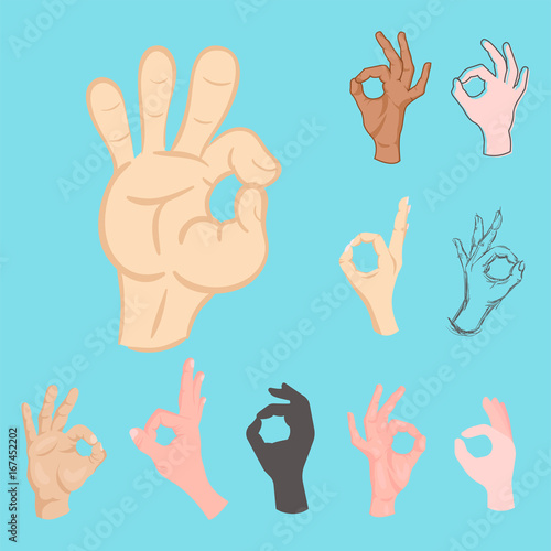 Ok hands success gesture okey yes agreement signal business human agree best approval vector.