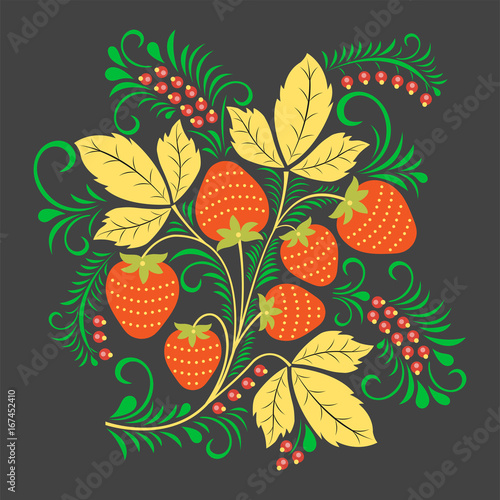 Vector khokhloma pattern design traditional Russia drawn illustration ethnic ornament painting illustration