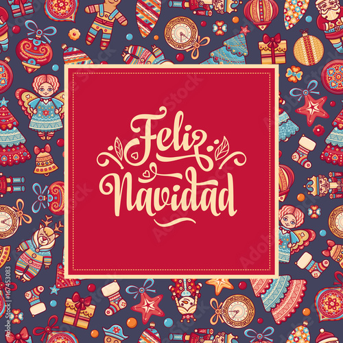 Feliz navidad. Xmas card on Spanish language