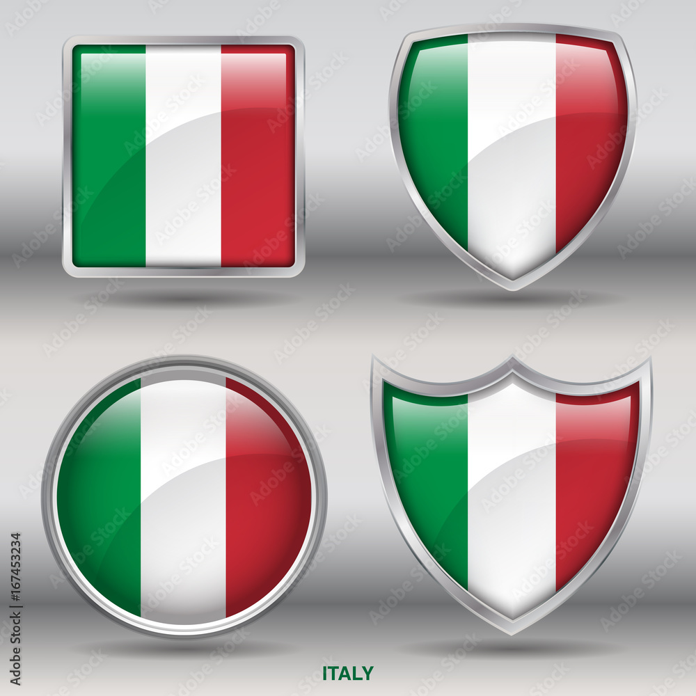 Flag of Italy in 4 Shapes collection with clipping path Flag of Italy in 4 Shapes collection with clipping path