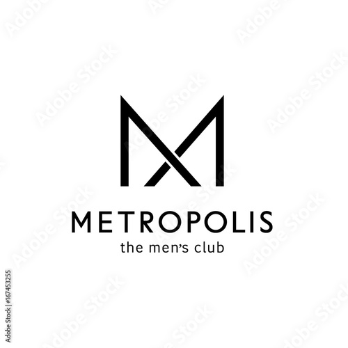 Vector logo template for men's club. Letter m in the form of a bow tie. Men sign