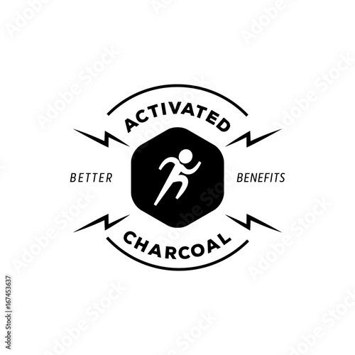 running man logo with activated charcoal