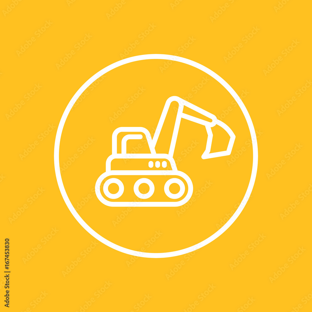 excavator line icon in circle, vector illustration excavator line icon in circle, vector illustration
