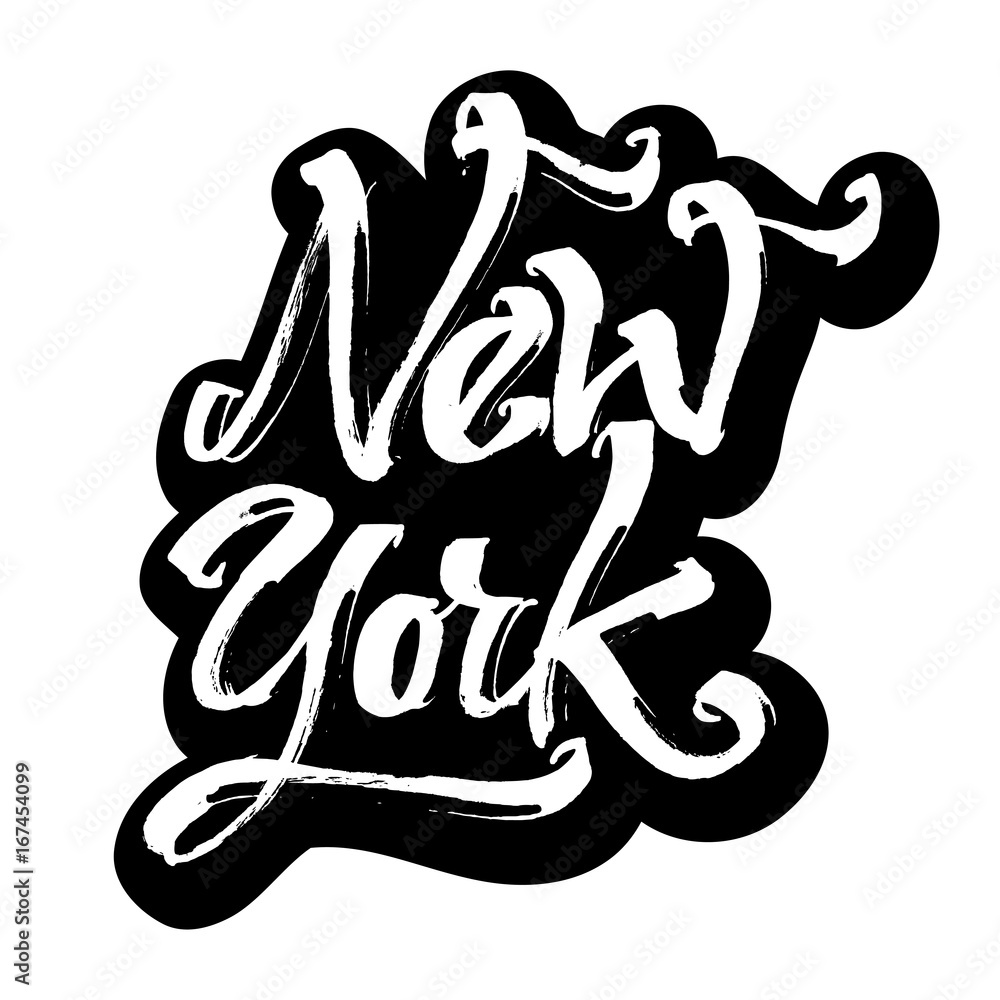 New York. Sticker. Modern Calligraphy Hand Lettering for Serigraphy ...