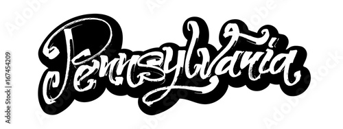 Pennsylvania. Sticker. Modern Calligraphy Hand Lettering for Serigraphy Print
