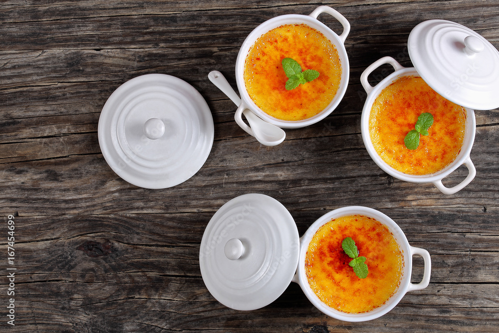 delicious Creme bruleeб view from above delicious Creme bruleeб view from above
