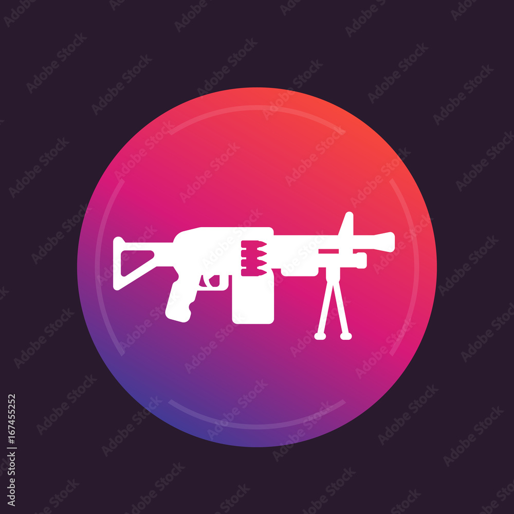 Machine gun icon, automatic weapon, vector illustration Machine gun icon, automatic weapon, vector illustration