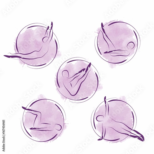 Set of abstract pilates poses