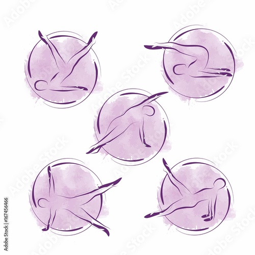 Set of abstract pilates poses