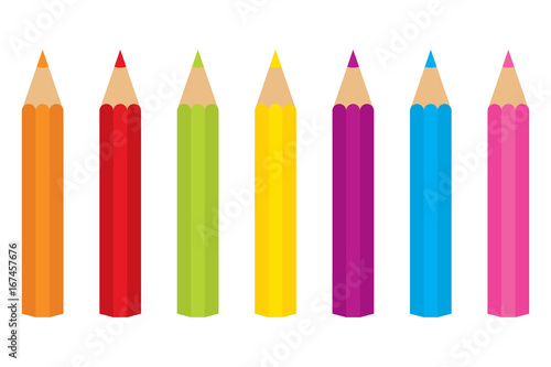 Vector Set of Colored Pencils.