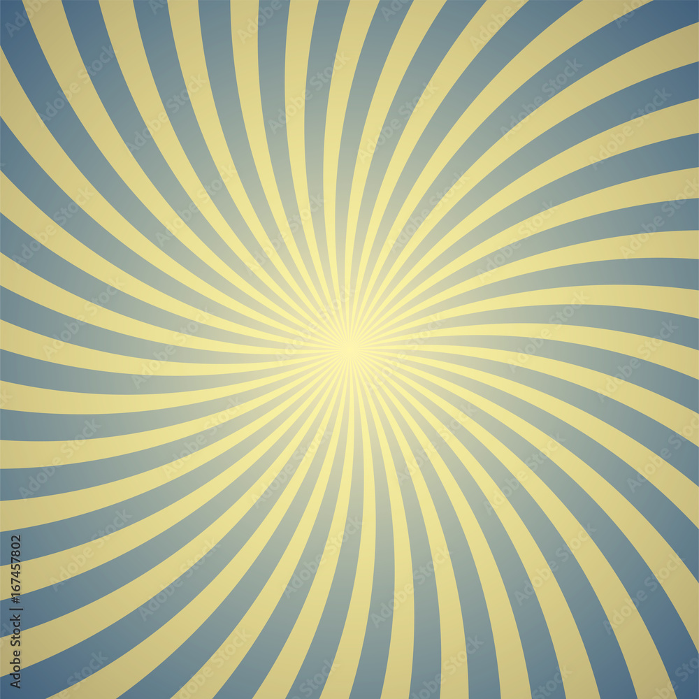 Fototapeta premium Blue and yellow sunburst background. Vector
