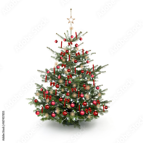 Rot Geschmückter Weihnachtsbaum