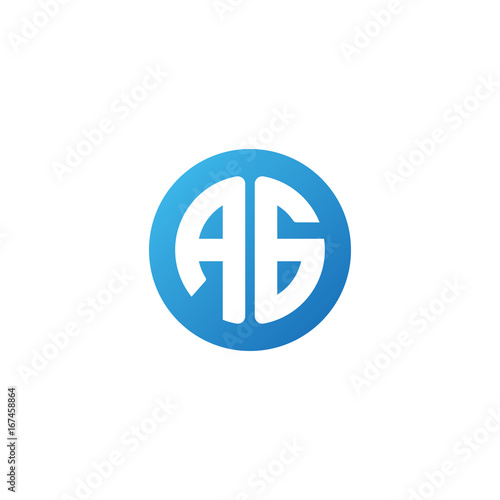 Initial letter AG, rounded letter circle logo, modern gradient blue color 