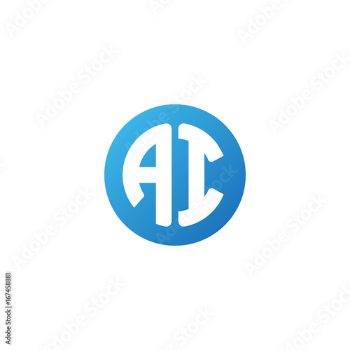 Initial letter AI, rounded letter circle logo, modern gradient blue color 