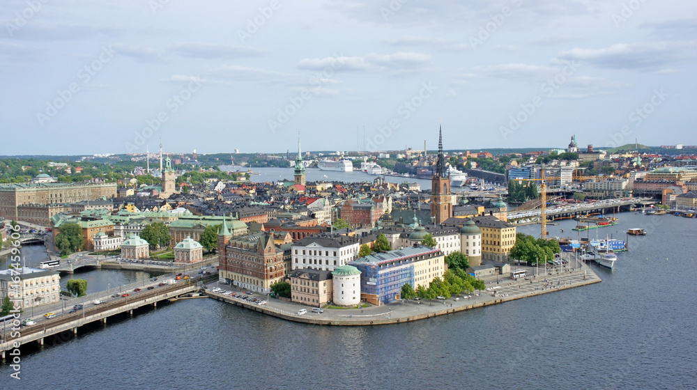 Fototapeta premium Aerial view of Gamla Stan from the Town Hall, Stockholm, Sweden