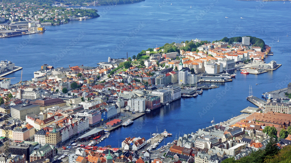 Aerial view of Bergen, Norway