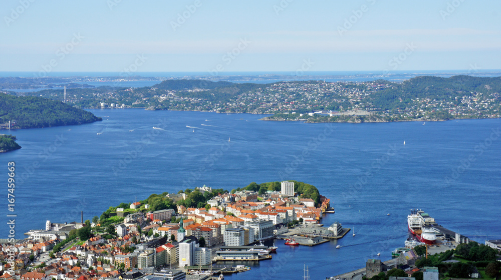 Aerial city view, Bergen, Norway