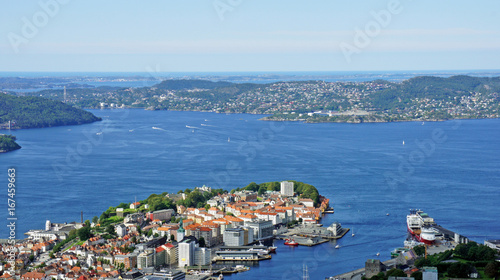 Aerial city view, Bergen, Norway