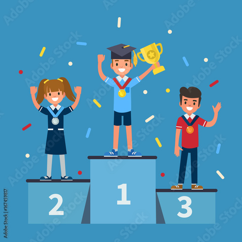 kids on podium