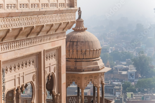 View of the city Barsana Shri Radha Rani Mandir, India. photo