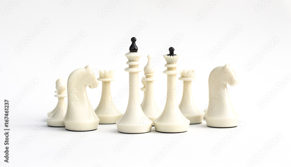 White chess pieces on white background White chess pieces on white background