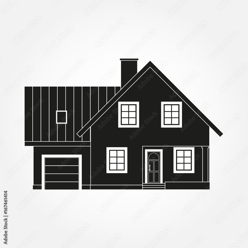 House exterior silhouette. Vector illustration of home icon. House exterior silhouette. Vector illustration of home icon.