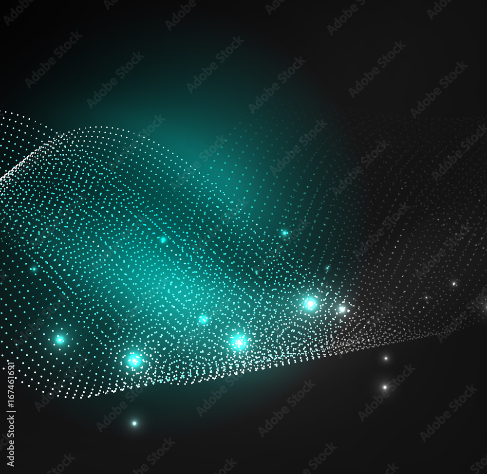 3D illuminated wave of glowing particles 3D illuminated wave of glowing particles
