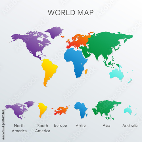 World map infographics template. Vector world map with continents.
